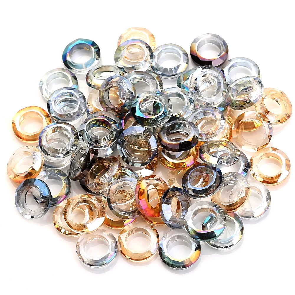 Wholesale Large Hole Bead Spacer 6/8/10/14mm Big Hole Crystal Glass Round Beads For Jewelry DIY Making Needlework Accessories