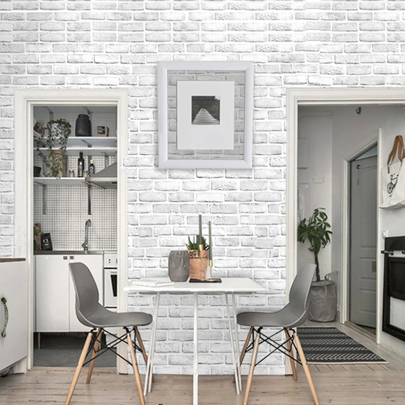 Home Decor 3D Wallpaper PVC White Brick Wall Stickers Paper Self-Adhesive Furniture Bathroom Living Room Kitchen Wallpaper