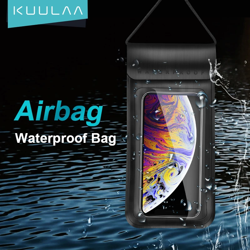 KUULAA Waterproof Phone Case Sealed Clear Bag For Xiaomi iPhone Huawei Samsung Ulefone Mobile Phone Diving Swim Spa Boat Drifter