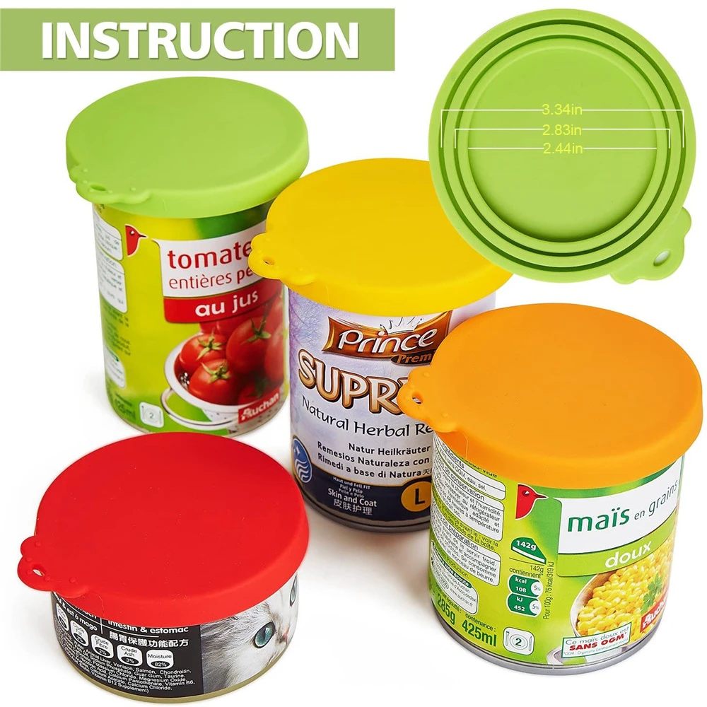 3 In 1 Reusable Food Storage Keep Fresh Tin Cover Cans Cap Pet Can Box Cover Silicone Can Lid Hot Kitchen Supply