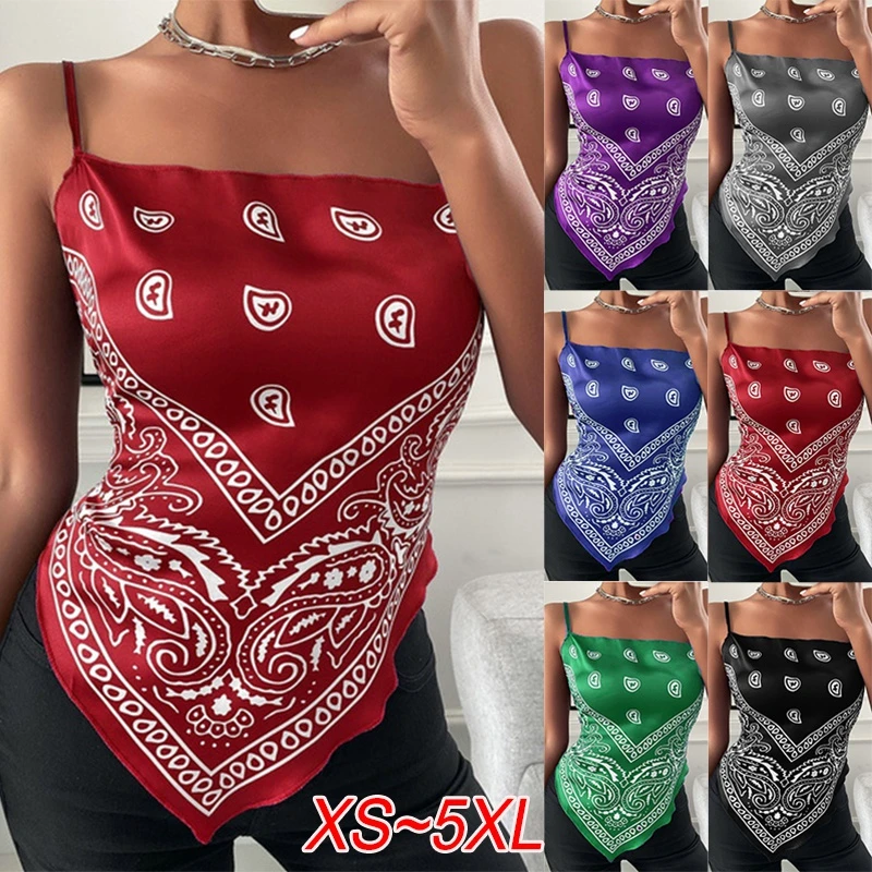 New Summer Women Tank Top Fashion Sexy Sleeveless Tank Top Printed  Off Shoulder Camisole Vest Top Plus Size XS-5XL
