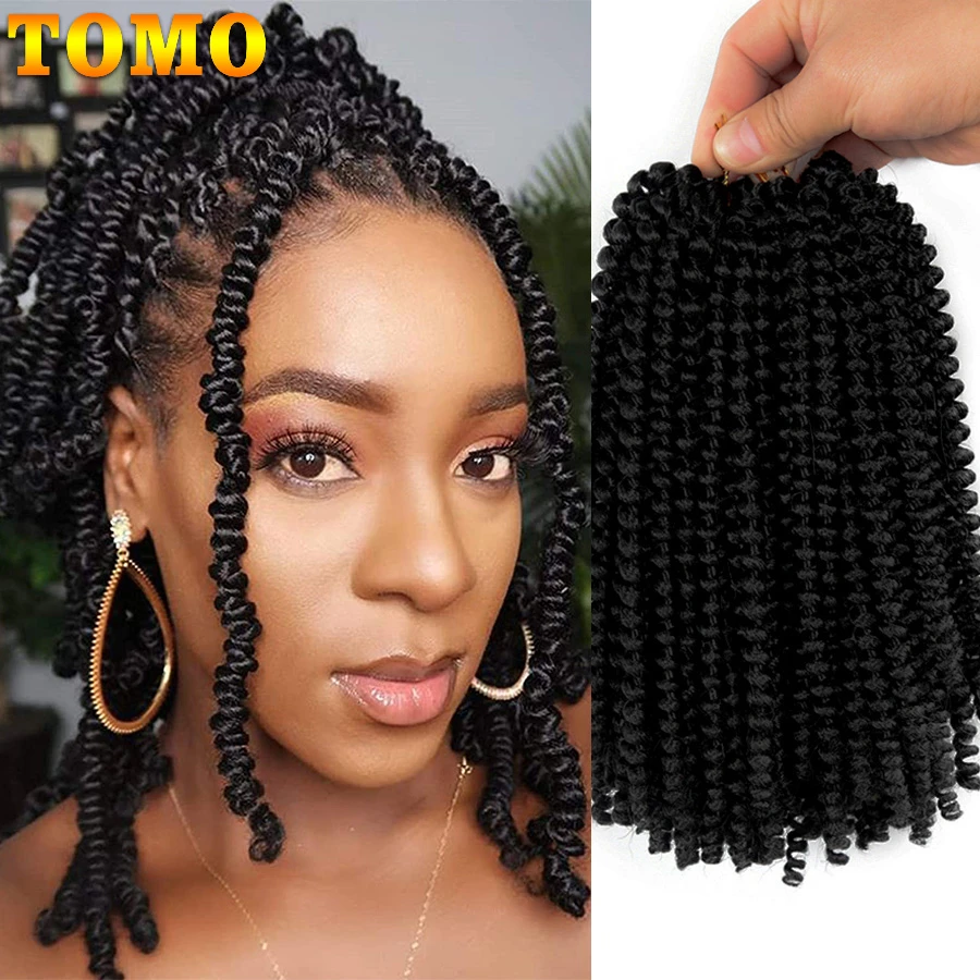 TOMO Ombre Spring Twist Hair Synthetic Crochet Braids Passion Twist 8Inch Pre-Twist Crochet Hair Extensions 30Roots Bomb Twist