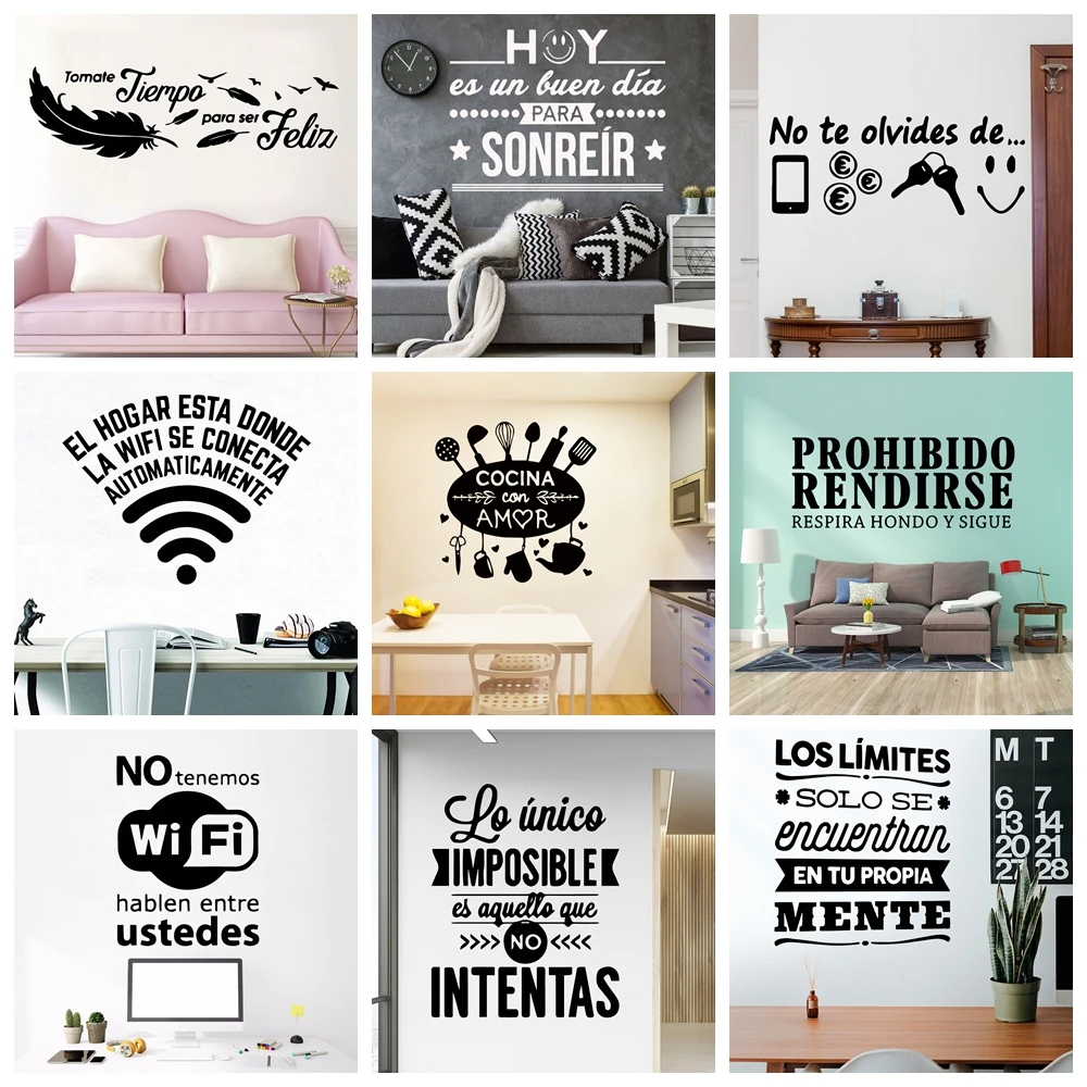 2020 New Sticker Spanish Quote Wall Stickers For Office Room Wall Decal Vinyl Wallpaper vinilo Poster Mural pegatinas de pared