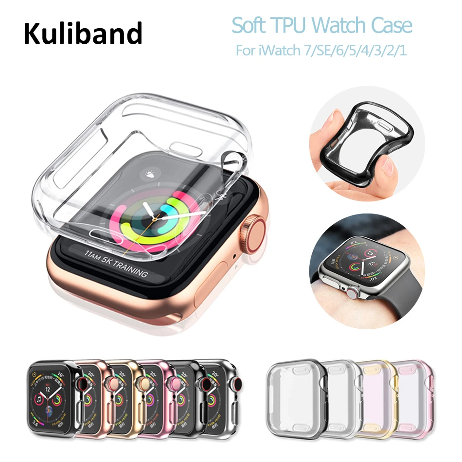 Watch Case for Apple Watch SE/6/5/4/3/2/1 38MM 40MM Soft TPU Plating Protective Watch Case for iWatch Series 6 5 4 SE 42MM 44MM