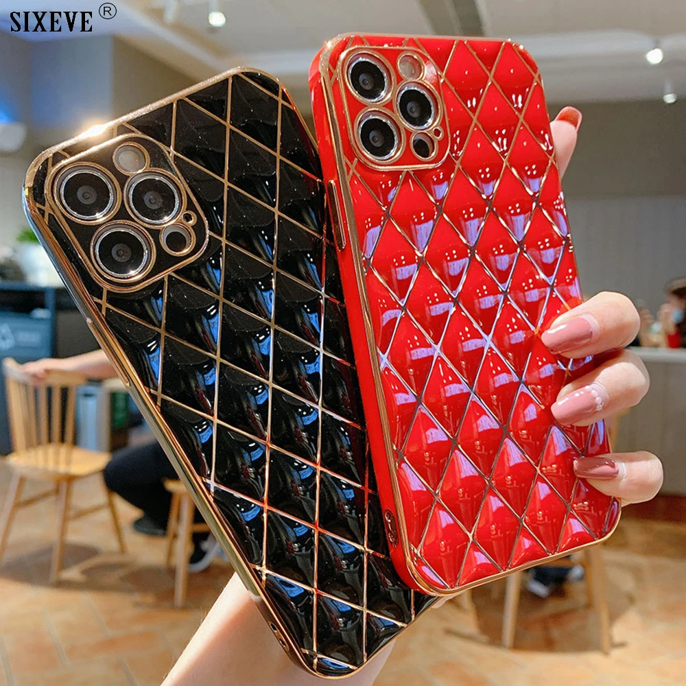 Luxury Diamond Case For iPhone 12 11 Pro Max X XR XS 7 8 Plus Phone Cover Glitter Silicon Shell Pink Black Red Woman Girl