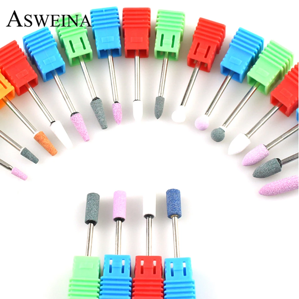 21 Type Ceramic Stones Nail Drill Corundum Rotary Bit Milling Cutters Manicure Machine Burr Cuticle Clean Files Nail Art Tools