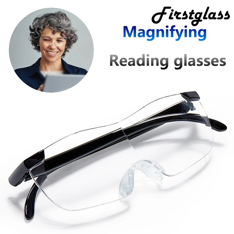 1.6 Times Magnification Men Reading Glasses Rimless Big Vision Magnifying Portable Plastic Presbyopia Glasses Women Diopter 250