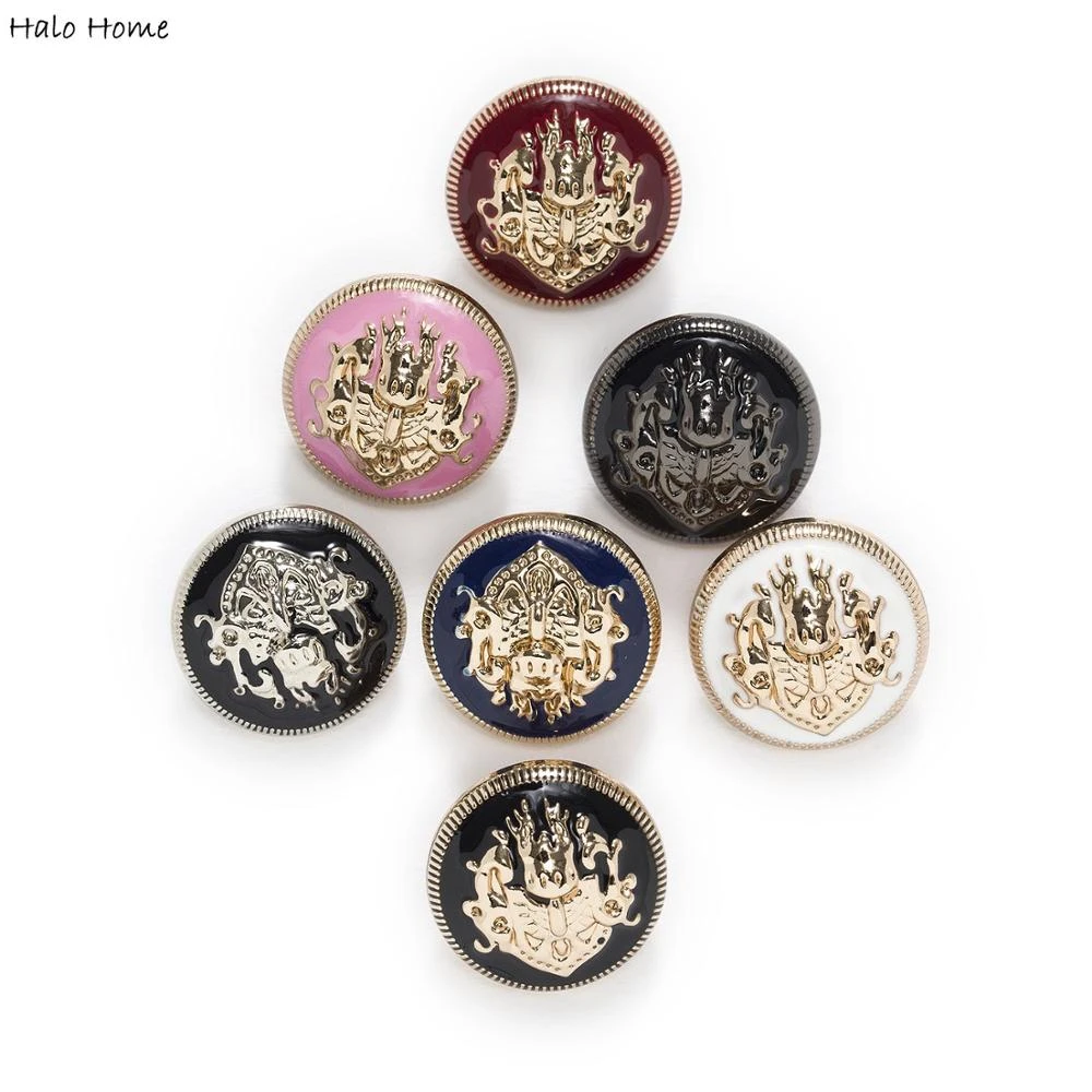 Halo Home 5pcs Lion Enamel Metal Buttons for Sewing Scrapbook Jacket Blazer Sweaters Gift Crafts Handwork Clothing 10-25mm
