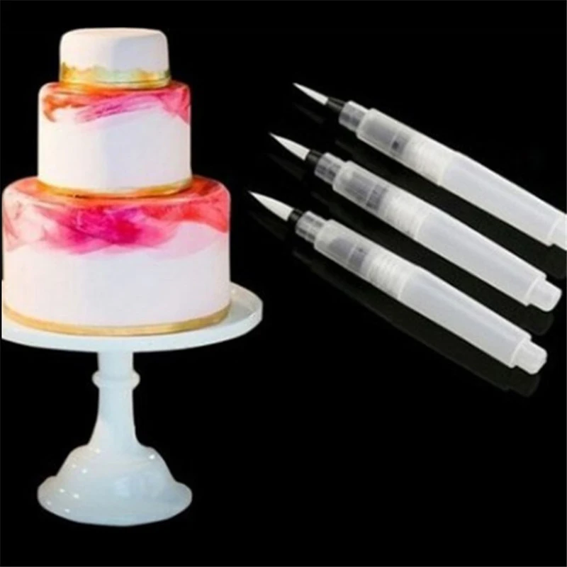 3pcs Coloring Water Plastic Pen for Watercolor Cake Decorating Tools Water Brush Painting Pen Fondant Cake Sugarcraft DIY Pen