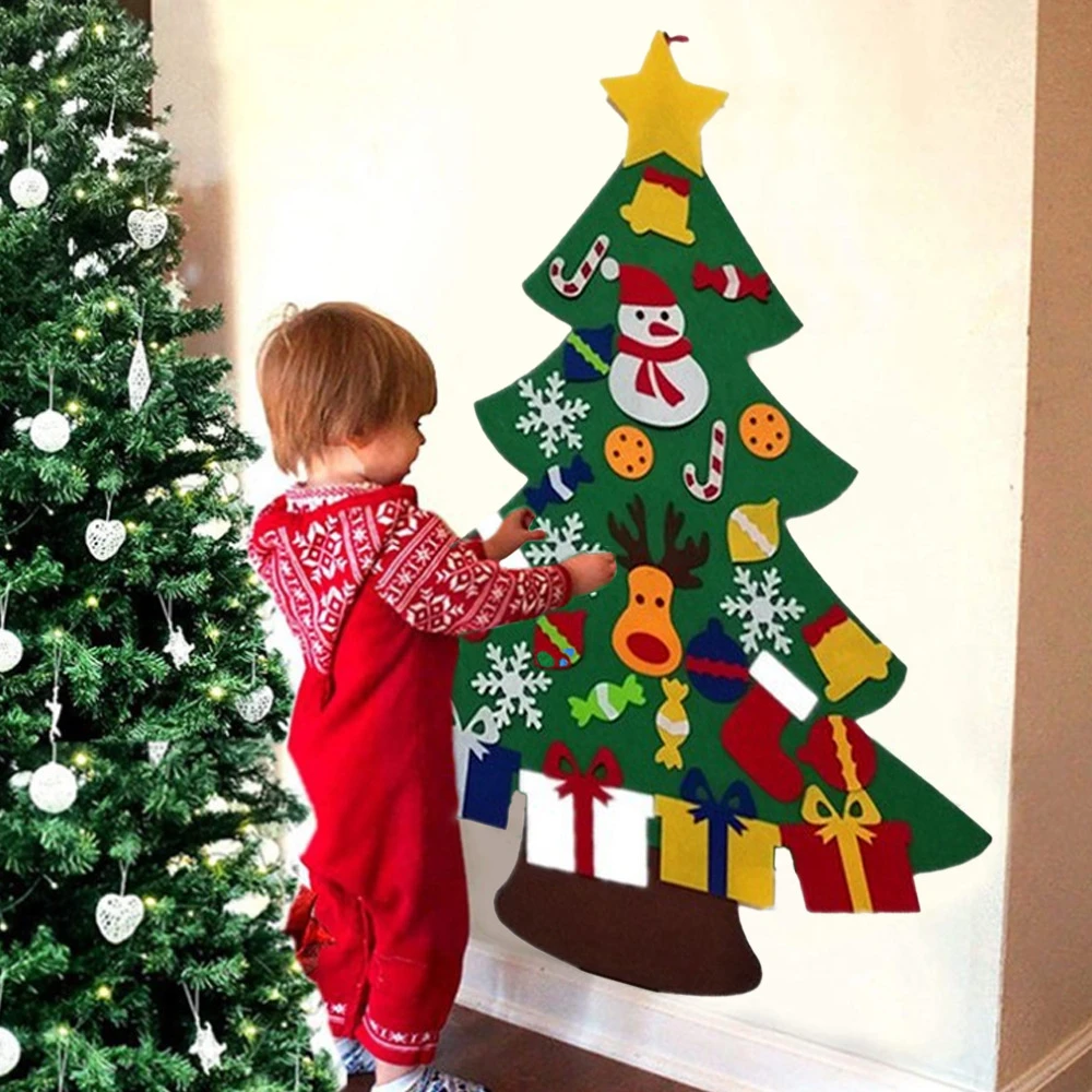 DIY Felt Christmas Tree Christmas Decoration for Home Navidad 2021 New Year Christmas Ornaments Santa Claus Xmas Kids Gifts Hot
