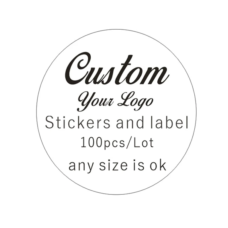 100PCS Customized Wedding Gift Sticker Personalized Name LOGO Transparent Kraft Paper White Background Round Label