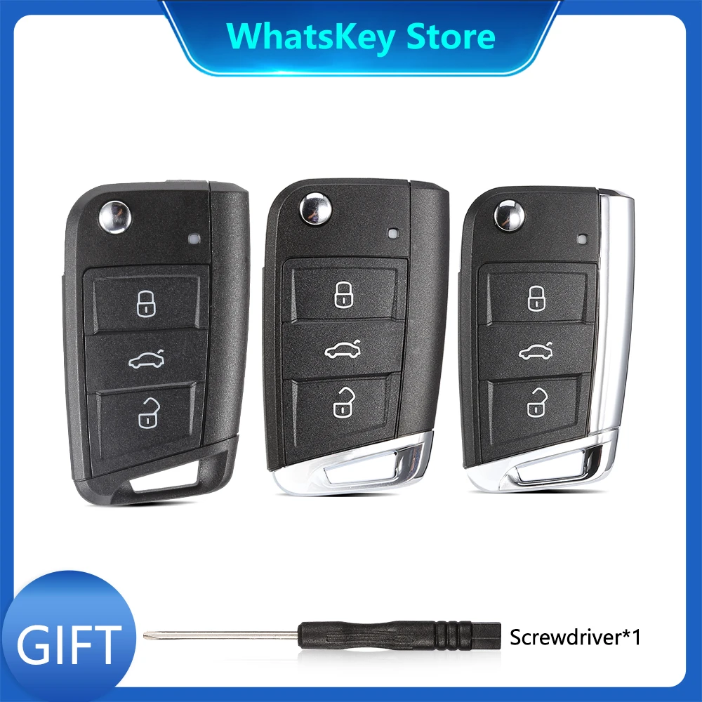 WhatsKey 3 button Flip Remote Car Key Shell Case For Volkswagen Skoda Octavia A7 VW Golf 7 MK7 Seat Leon Passat Beetle Polo Bora
