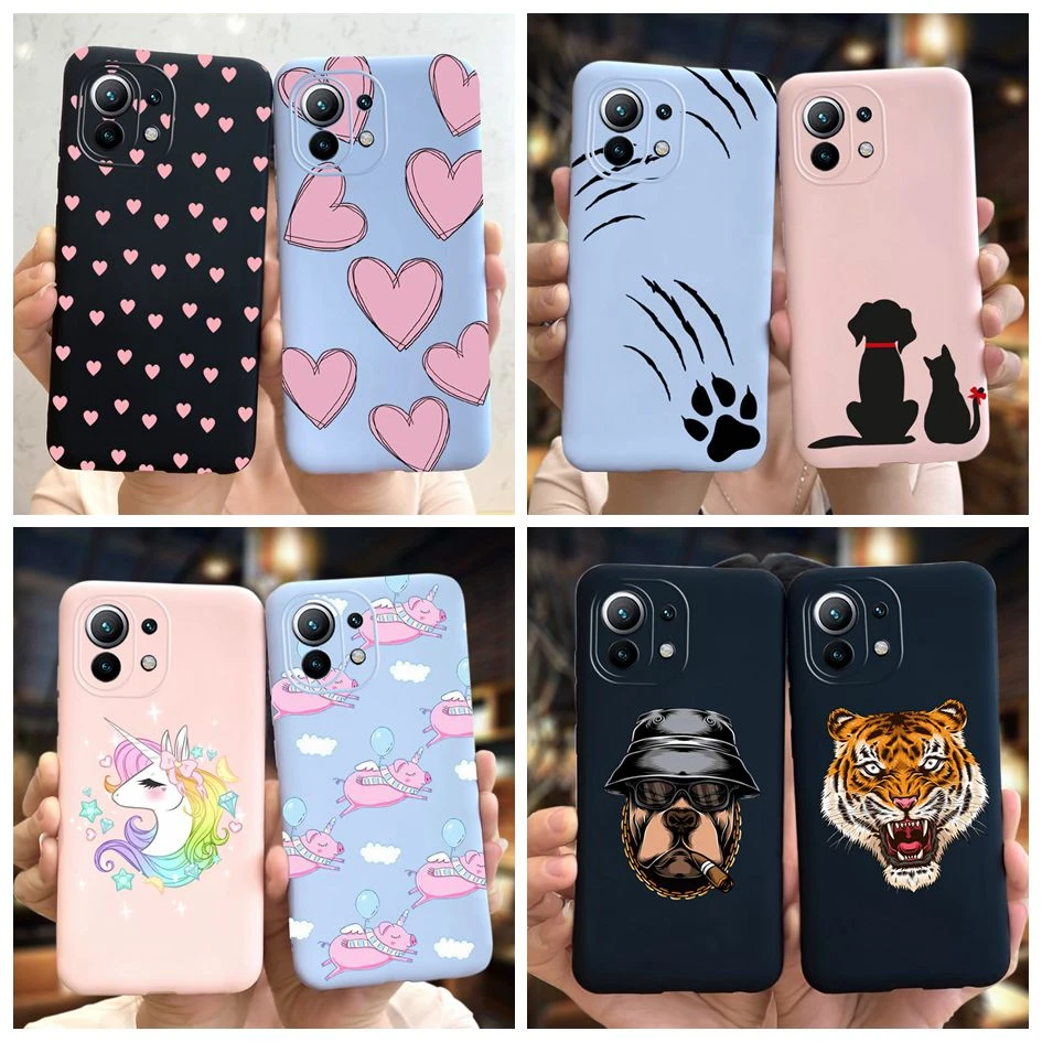 For Xiaomi Mi 11 Lite Pro Mi11 Ultra Slim Case Love Heart Cartoon Cute Bumper Cover on For Xiaomi 11 Mi 11 11i Mi11 Lite 5G Case