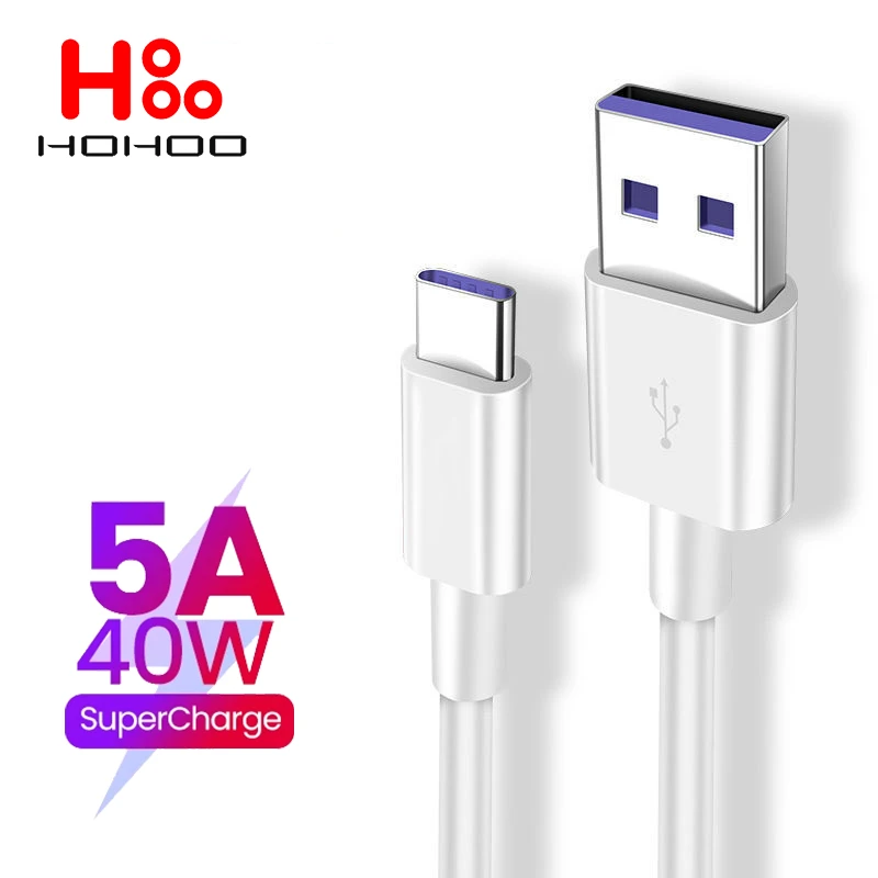 5A USB Type c Cable For Huawei mate 40 P40 p30 pro Honor Fast Charging Cable 2M For Xiaomi Redmi Note 7 8 Pro 8A 6a Type-c Cable