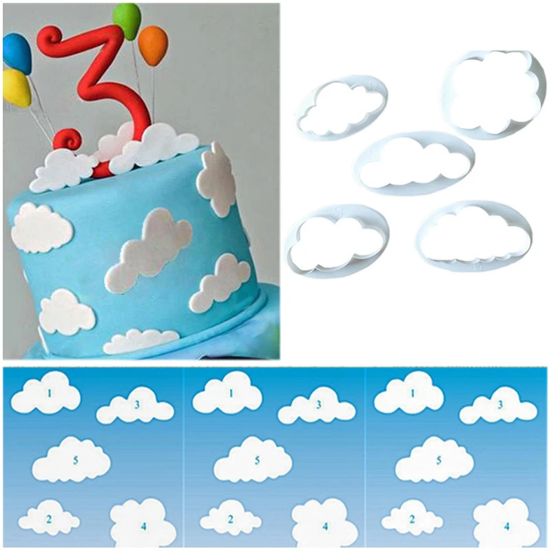 5PCS/Set Cloud Shape Cookie Cutter Custom Made 3D Printed Fondant Cookie Cutter Biscuit Mold for Cake Decorating Tools 2020 New