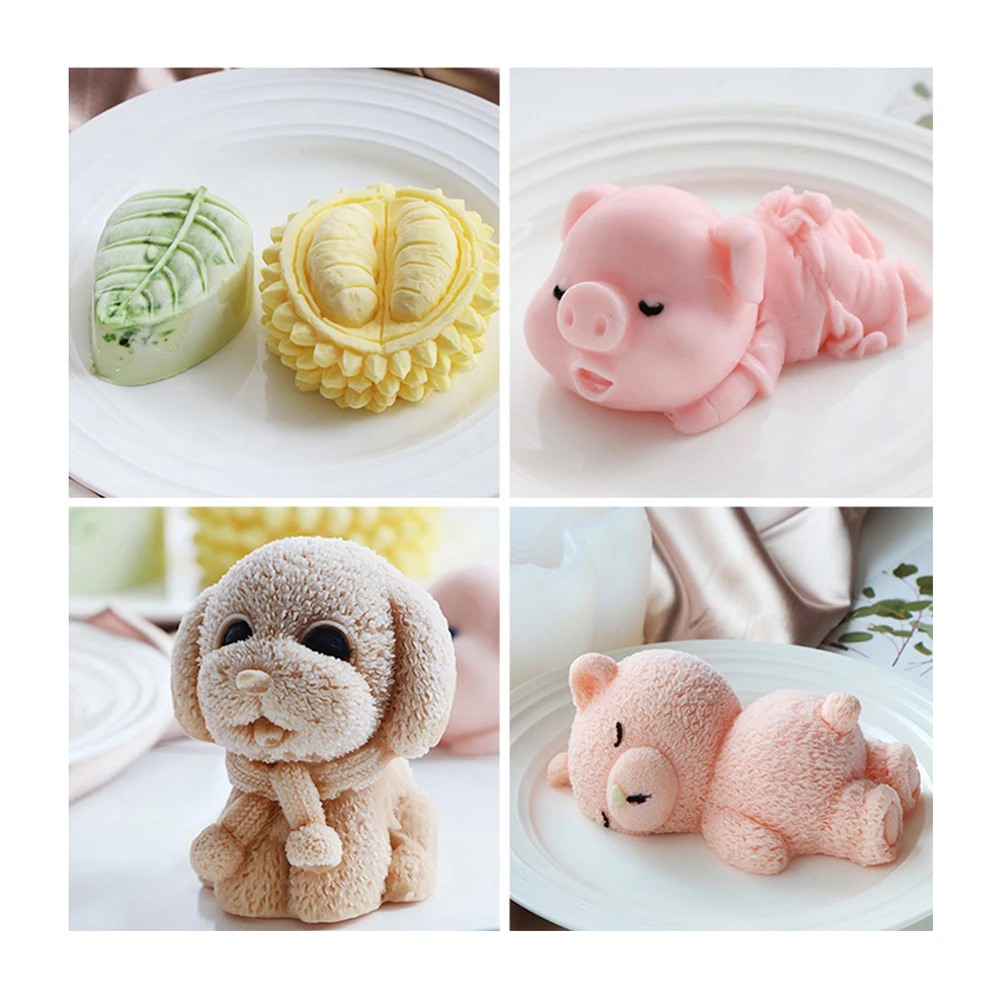 3D Mold Cute Dog Shape Silicone Mold Mousse Cake Fondant Tool Ice Cream Jelly Pudding Decoration Fondant Molds Cake Decorating