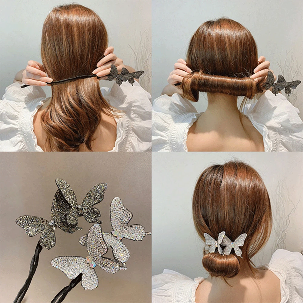 DIY Hair Style Hair device braided hair artifact lazy curly hair stick butterfly hairpin flower bud hair ornament headdress