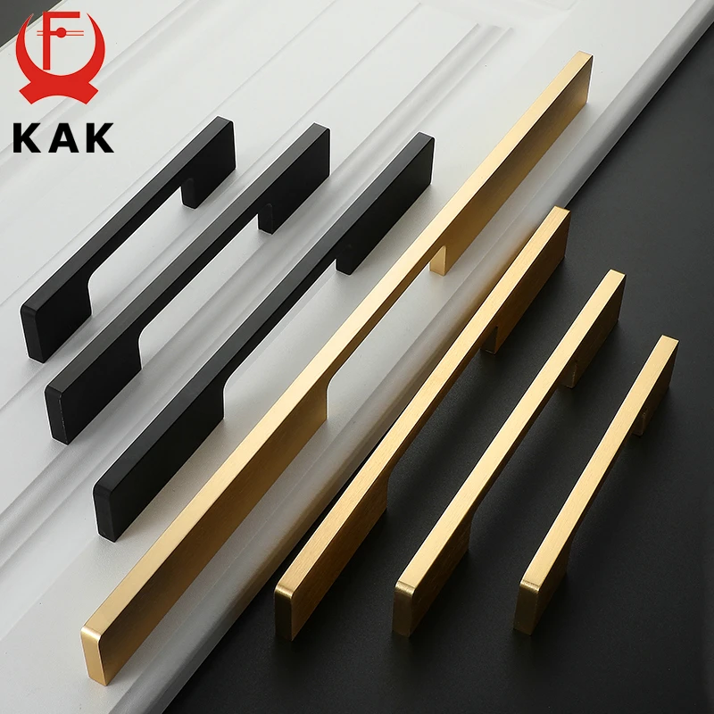 KAK Black Cabinet Handles Solid Aluminum Alloy American Style Kitchen Cupboard Pulls Drawer Knobs Furniture Handle Hardware