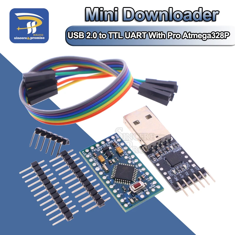 1PCS 6pin CP2102 USB 2.0 to TTL UART Module + 1PCS Pro Mini Module Atmega328 5V 16M For Arduino Compatible With Nano