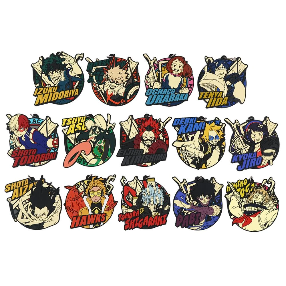 My Hero Academia Anime Boku No Hero Academia Bakugou Dabi Eijiro Tomura Shigaraki Aizawa Shota Himiko Toga Hawks Rubber Keychain