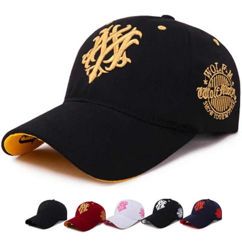 Men's Baseball Hat Wolf Embroidery Cap Male Popular Snapback Women's Summer Hat Hip-Hop Caps Fashion Sports Dad Hat Cap Sun Hats