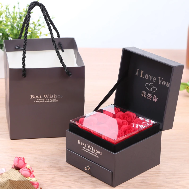 ROSE SPACE Soap Flower Jewelry Gift Box Rose Box Christmas Present Women's Birthday Party Gift for Mom Girlfriend Gifts