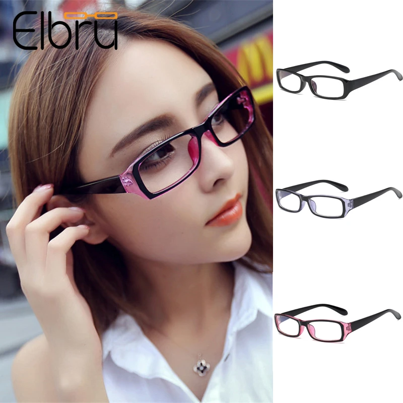 Elbru Anti-blue Light Square Myopia Glasses Women Men Finished Nearsighted Eyeglasses Diopter -1.0to -4.0 Unisex