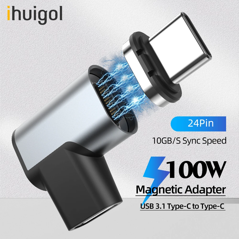 ihuigol 24-Pin Type-C Magnetic Adapter 10Gbs USB C 3.1 Converter PD 100W Quick Charge USB 4K HD Hub Data Sync for MacBook Huawei