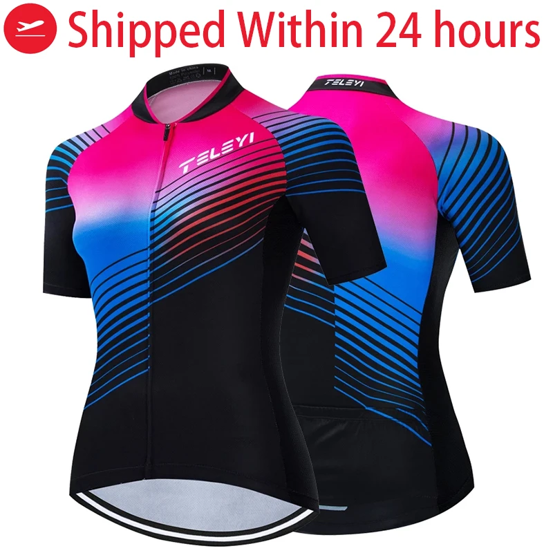 2022 Cycling Jersey Women's Bike Jersey Mountain Road MTB Bicycle Clothes Sportswear Maillot Shirts Racing Top Ladies Black Red