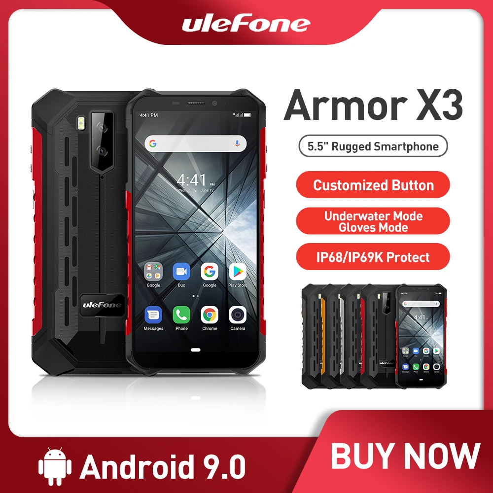 Ulefone Armor X3 Rugged Smartphone IP68/IP69K Android 9.0 5.5