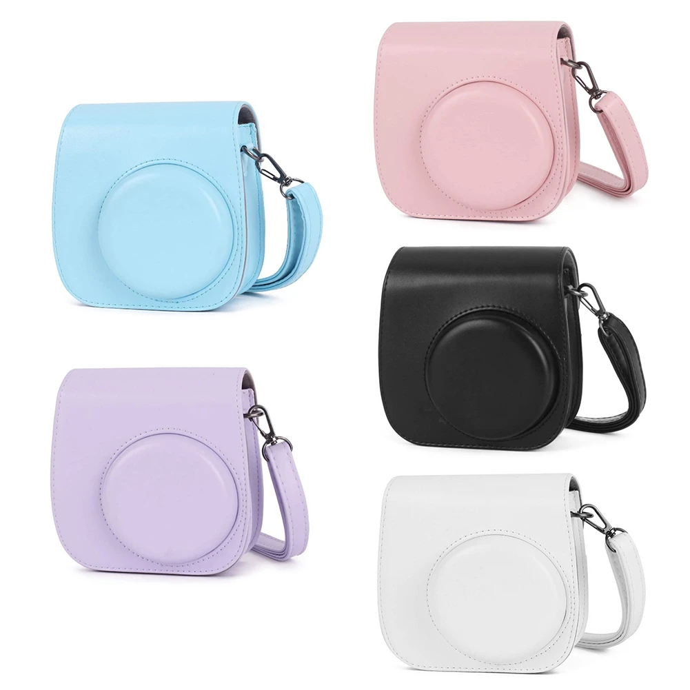 For Fujifilm Instax Mini 11 Instant Film Camera PU Leather Bag Cover Portable Instant Camera Protective Case with Shoulder Strap