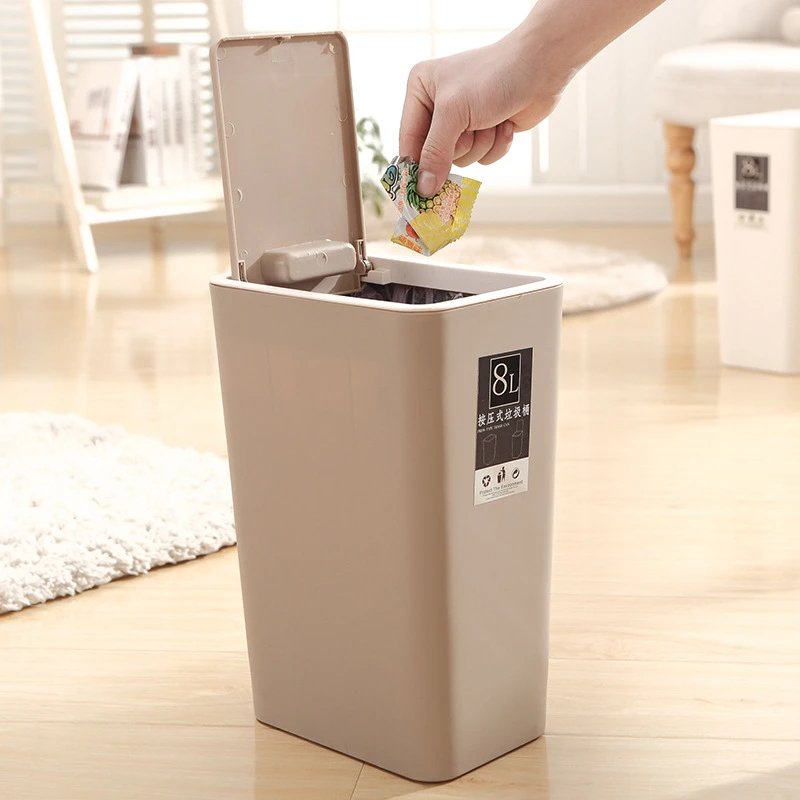 Trash Can Waste Bin For Kitchen Bathroom Toilet Narrow Type Trash Living Room Paper Basket Garbage Bin With Lid Kitchen Storage