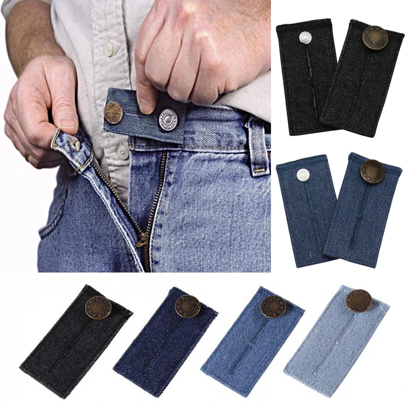 1pc Unisex Jeans Trousers Waist Expander Waistband Extender Button Elastic Adjustment Waist Button Belt Extension Buckle