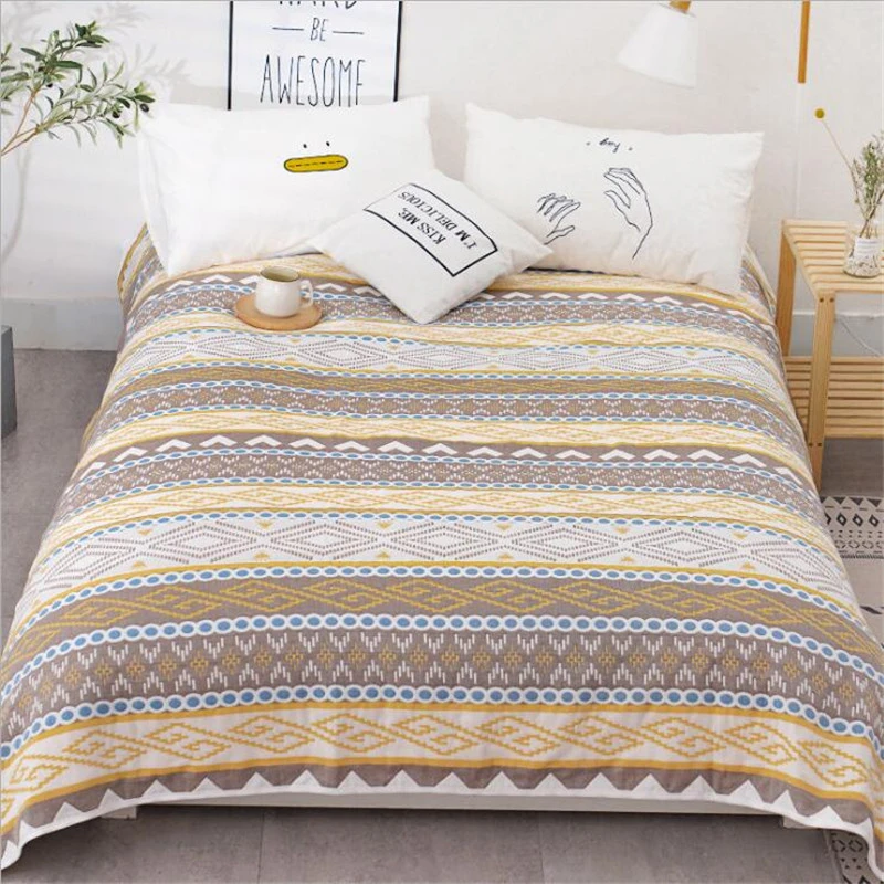 6 Layers Cotton Gauze Muslin Throw Blanket for Sofa Bed Summer Air Conditioning Bedspread for Kids Adults Bedding Coverlet Soft