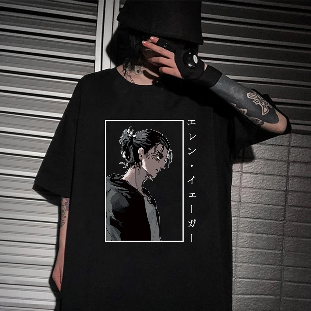 Japanese Anime Attacks on Titan Eren Yeager T-shirt Casual Short Sleeves Printed T-Shirt Unisex Tops