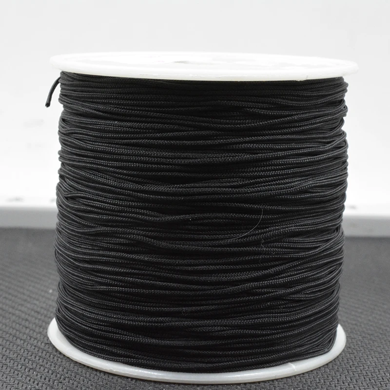 Wholesale Black 100yards/Bundle 0.8MM Mix Color Nylon Black Satin Chinese Knot Silky Macrame Cord Beading Braided  String Thread