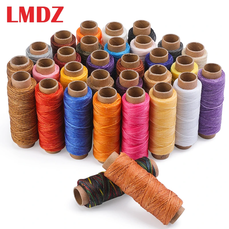 LMDZ 50M 1mm Durable Waxed Thread Leather Waxed Thread Cord for Hand Stitching DIY Handicraft Tool Flat Waxed Sewing Thread 1pc