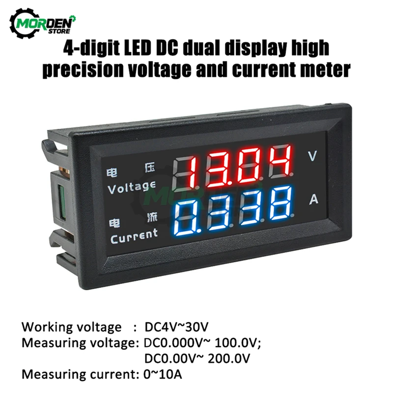 M4430 DC 100V 200V 10A Electronic Volt AMP Meter Tester Digital Voltmeter Ammeter 0.28'' LED Display Voltage Regulator