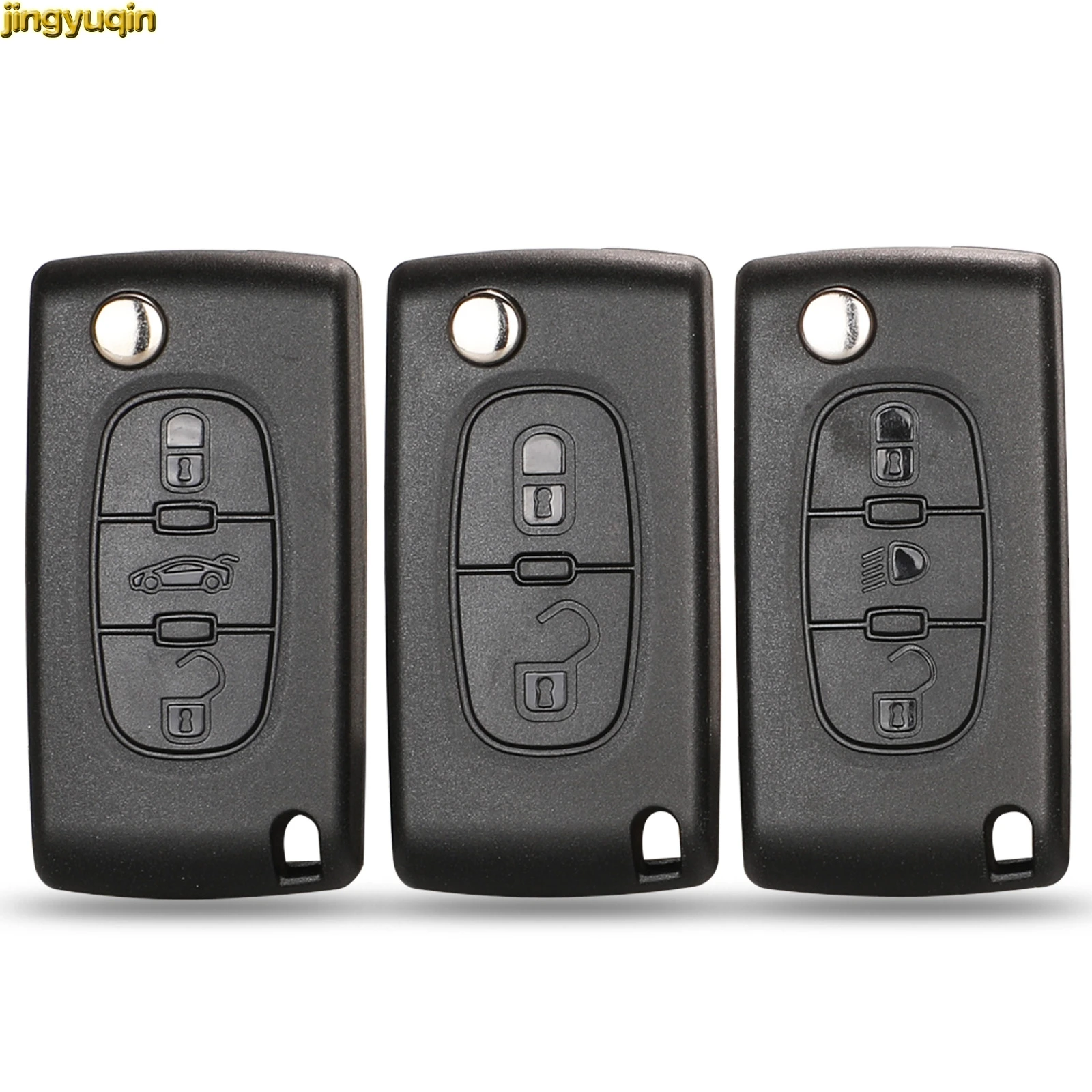 jingyuqin Flip Remote Car Key Fob Shell For Peugeot 107 207 307 308 407 607 Partner Citroen C1/2/3/4/5/6 Berlingo Picasso Xsara