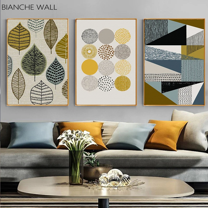 Wall Art Canvas Print Color Block Geometric Abstract Poster Painting Decorative Picture Modern Nordic Style Living Room Decor
