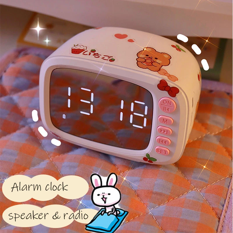 W&G Creative Clock TV Wireless Bluetooth Speaker Cute Ornaments USB Charging Subwoofer Alarm Clock Speaker Desktop Decoration