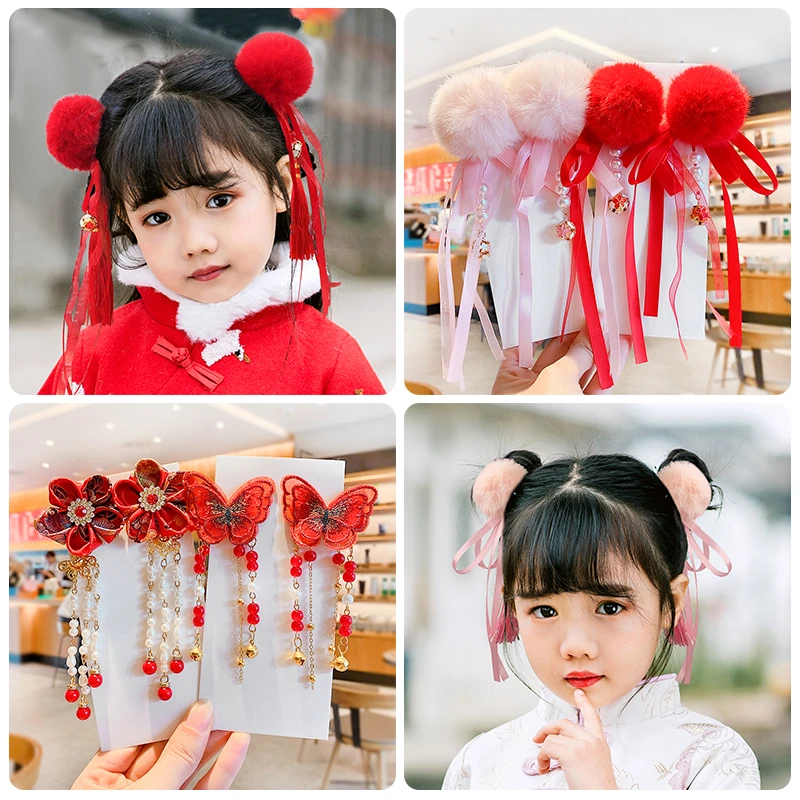 1 Set New Winter Gift Children Hairball Pendant Ornament Hair Clips Girls Soft Faux Fur Hairpins Barrettes Kids Hair Accessories