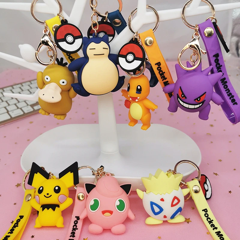 2021 New Pokemon Keychian Figures Cartoon Keychains Pendant Pokmon Anime Model Toys Girls Gifts New Year Female Key Chian Men