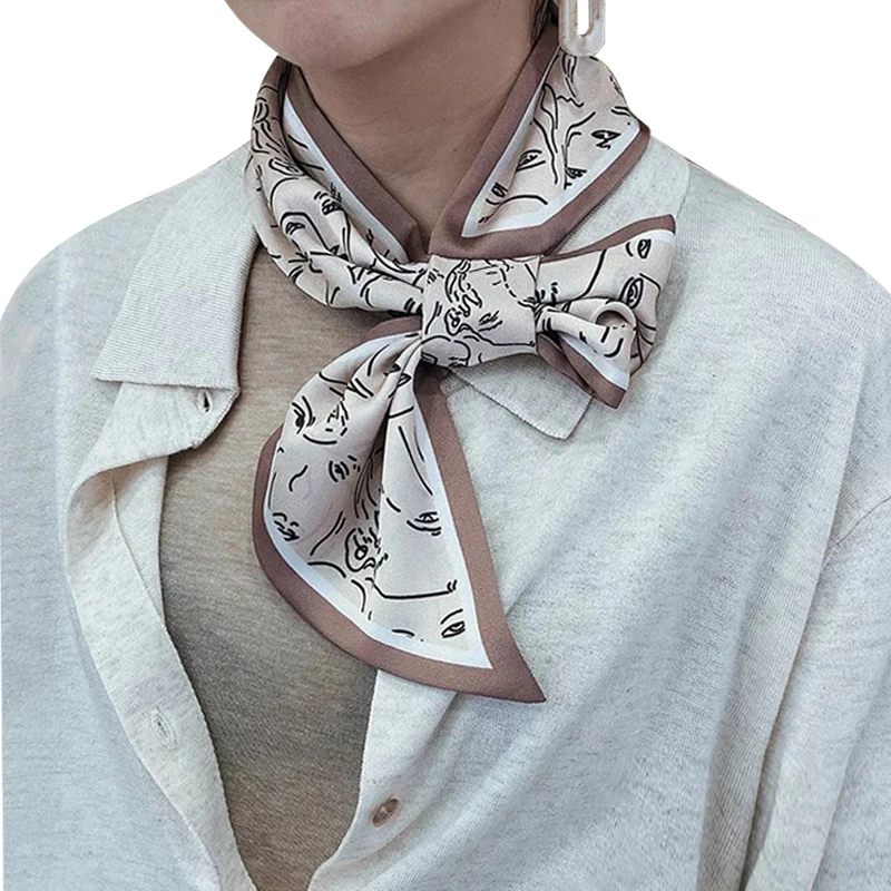 Spring Sweet Women Scarf Female Fashion love Ribbon Tied Bag Decoration Ribbons Hair Band Bufanda Mujer Silk scarve beige