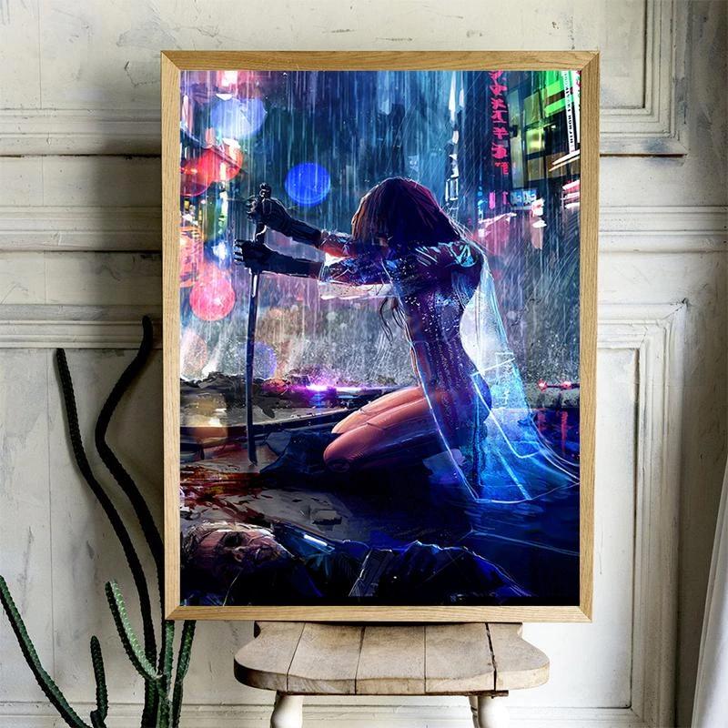 Cyberpunks Poster On The Wall Gaming Room Decor Play Station Canvas Picture for Living Room Frameless Prints On Loft Interior