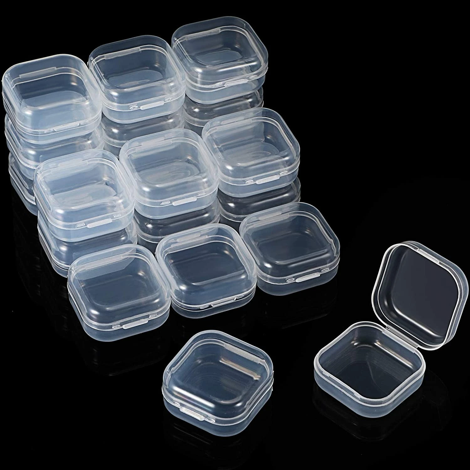 50Pcs Small Boxes Square Transparent Plastic Box Jewelry Storage Case Finishing Container Packaging Storage Box for Earrings