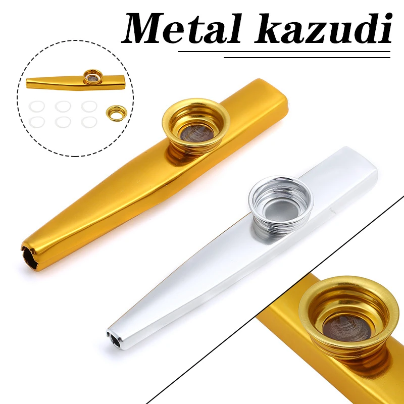 1pc Metal Kazoo With 6 Kazoo Flute Diaphragm Mouth Flute Harmonica For Beginners Kids Adult Party Gifts Musical Instrument
