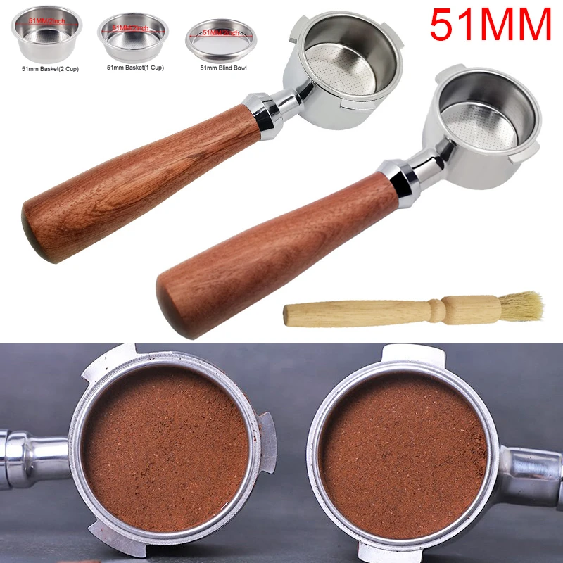 51mm Bottomless Portafilter Professional Coffee Espresso Machine Handle, Coffee Tools With Dosing Ring Frothing Pitcher Scale