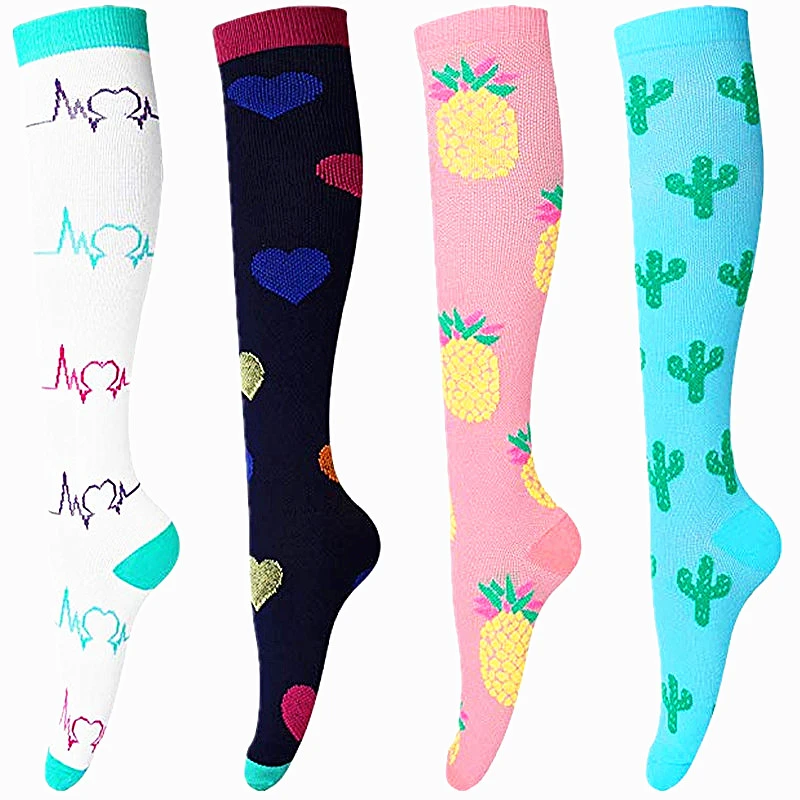 Multi-color Compression Socks 20-30 Mmhg Women Men Thigh Fit Stretch Pressure Outdoor Party Elastic Nursing Socks For Male
