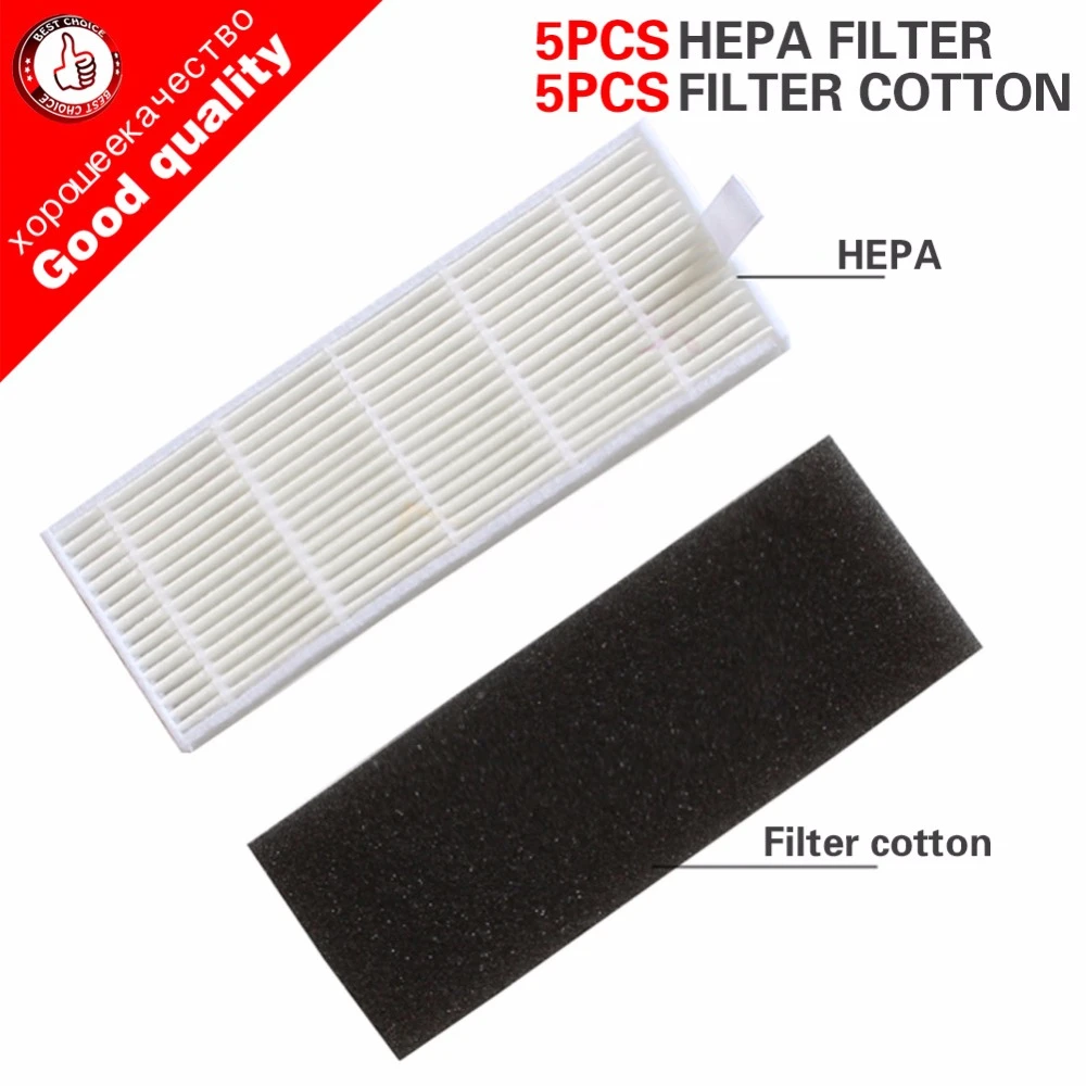 High quality 5pcs Sponge+5pcs Filters for ILIFE  Robot Replacement for chuwi ilife A4 A4S A6 Robot Vacuum Cleaner hepa filter